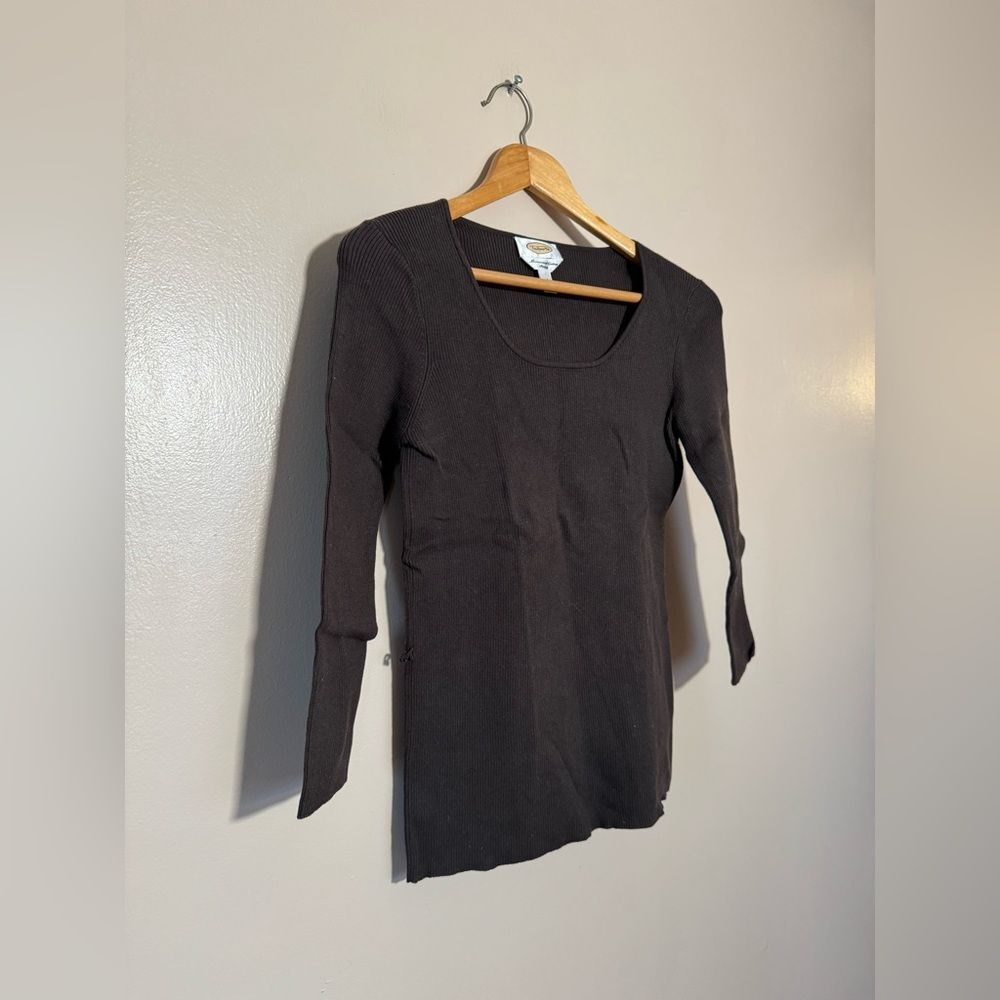 SALE! Brown Talbots Ribbed Sweater Y2K Size S EUC - Picture 3 of 5